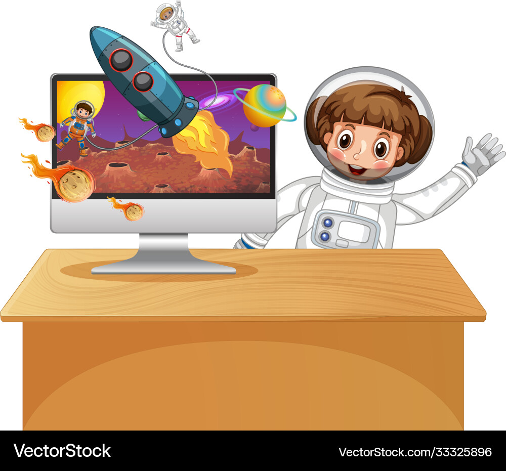 Galaxy background on computer screen vector image