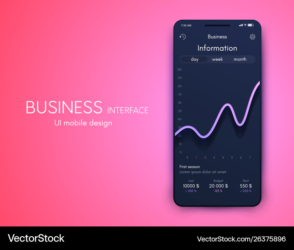 Graphics mobile infographics with three Vector Image
