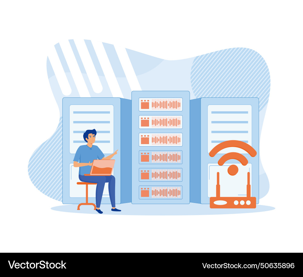 Server security and data protection concept flat Vector Image