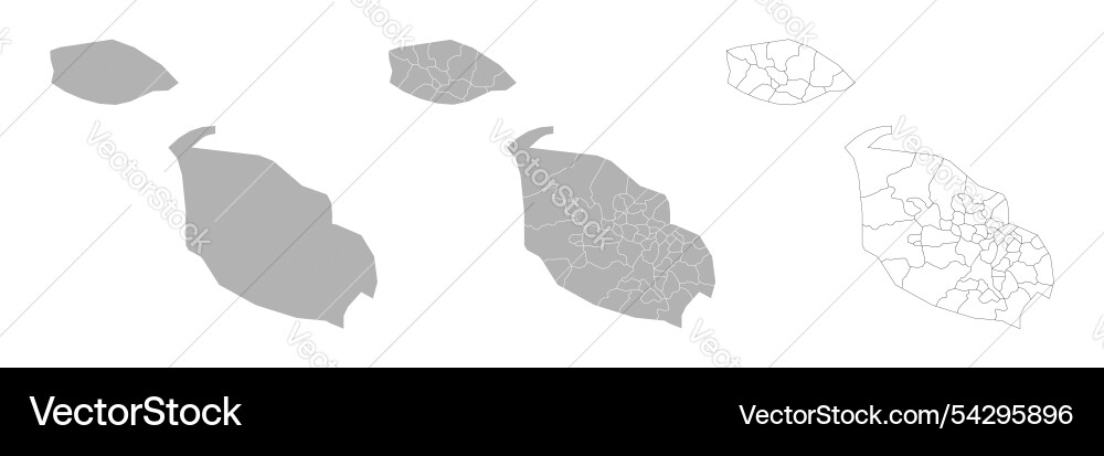 Set of malta maps with main map and regional Vector Image