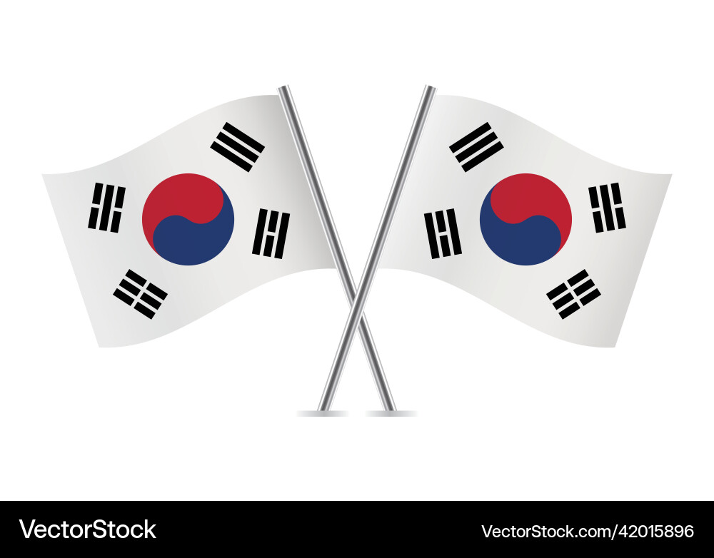 South korea crossed flags South korea crossed flags vector image
