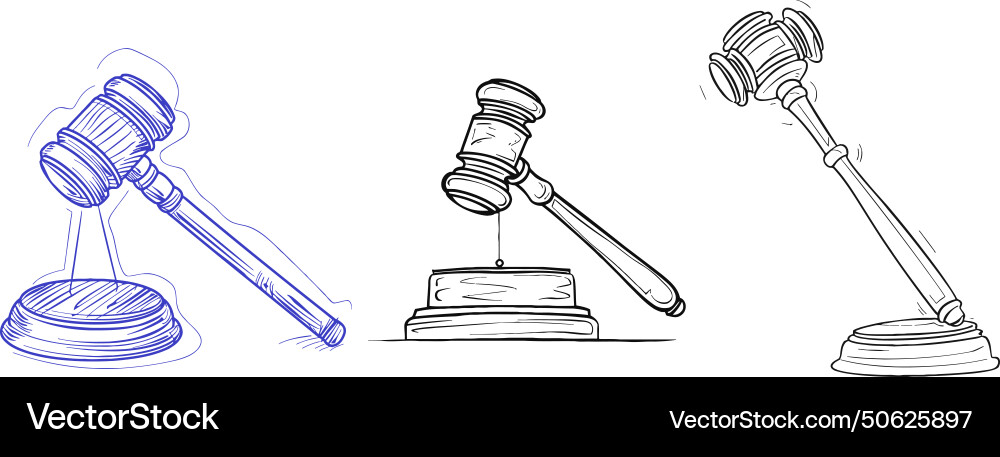 A judge hammer continuous line vector image