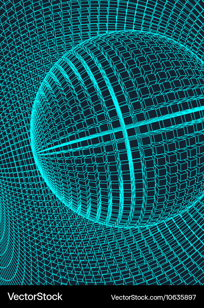 Abstract 3d illuminated distorted mesh sphere vector image