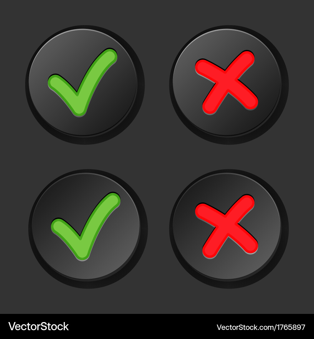 Checkmark and Cross Button Set vector image
