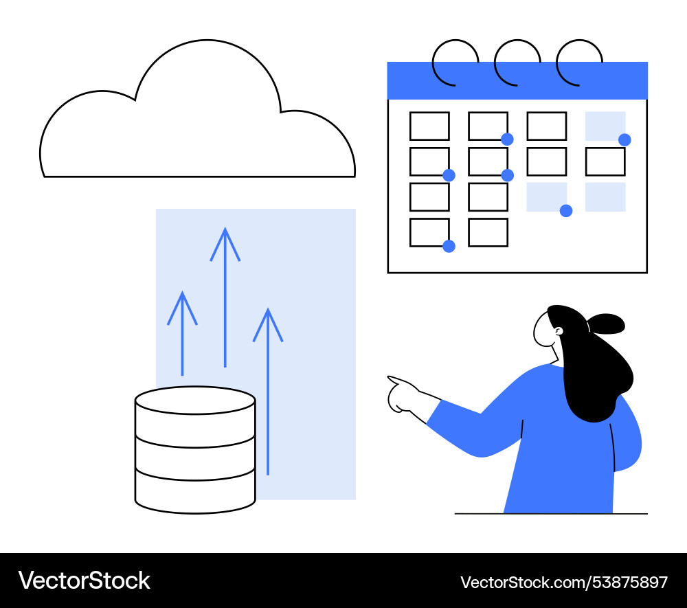 Cloud data management with calendar and task Cloud data management with calendar and task vector image