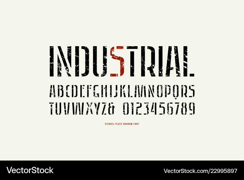 Industrial Stencil Font Plate Vector Image