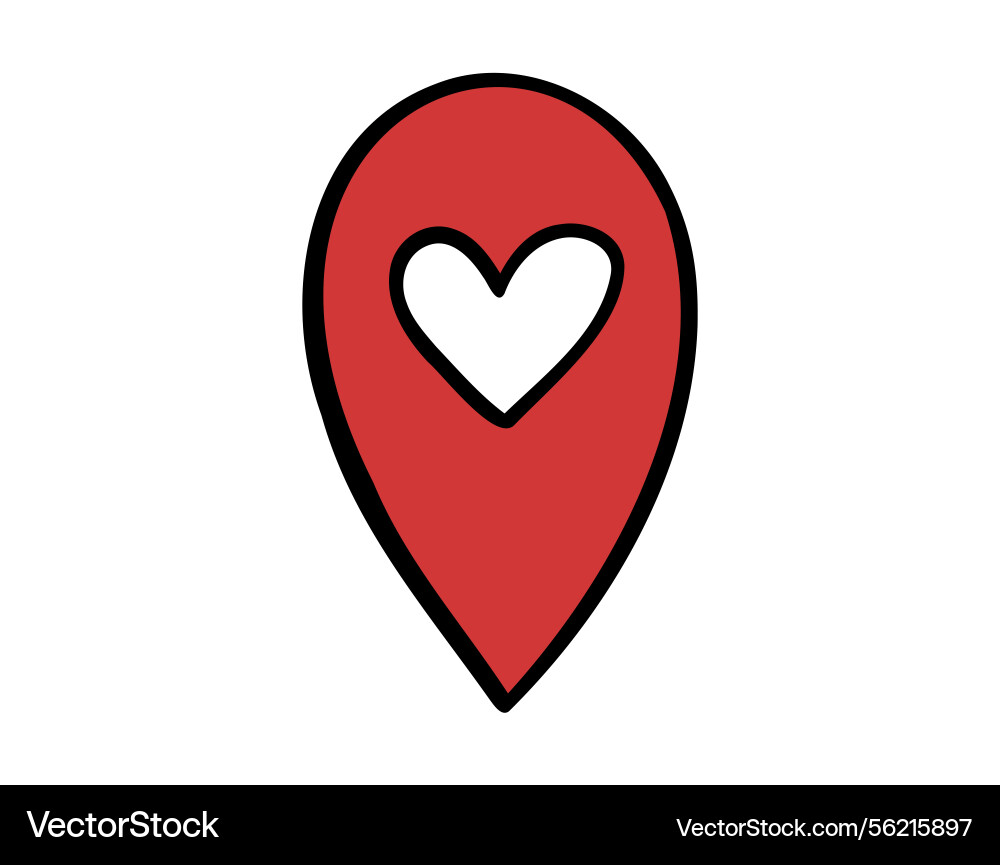 Map pointer with heart shape icon doodle hand Map pointer with heart shape icon doodle hand vector image
