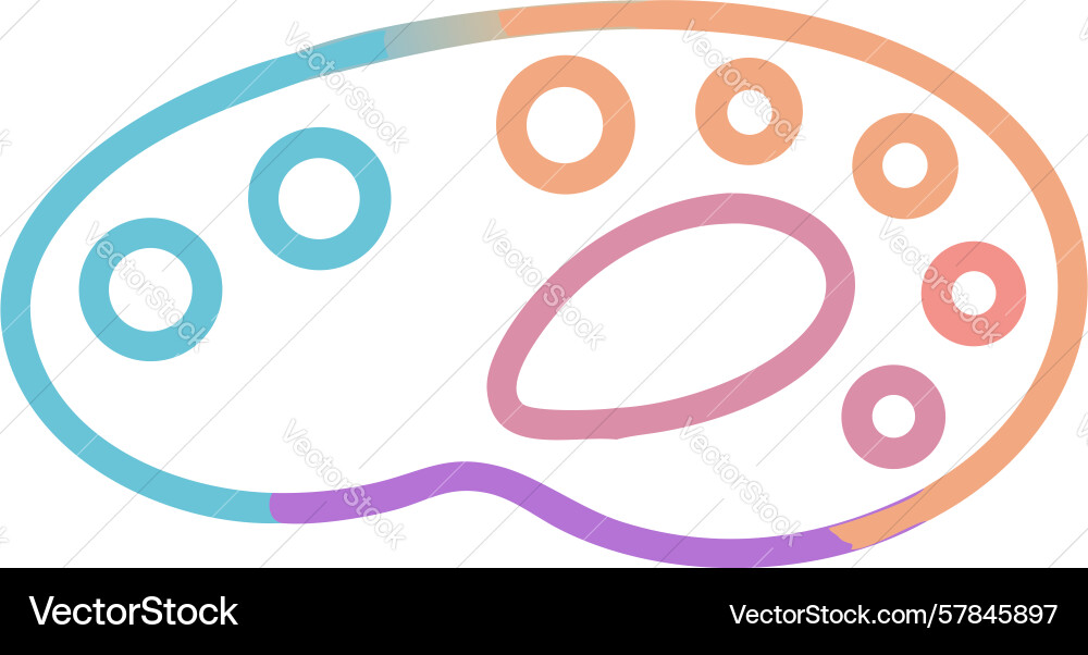 Outline artists palette with paint blobs creative Vector Image