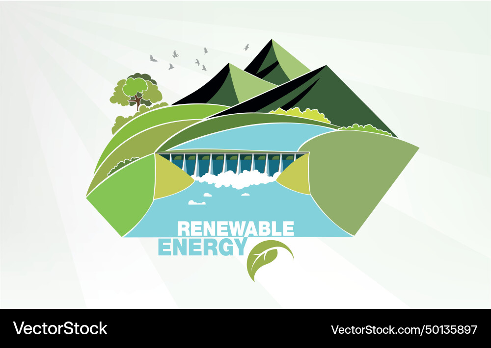 Renewable energy earth sun wind and water Vector Image