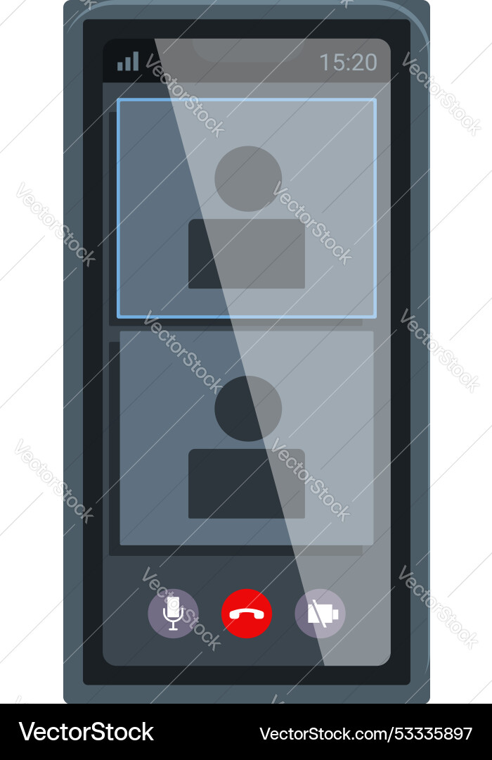 Smartphone displaying video call interface vector image