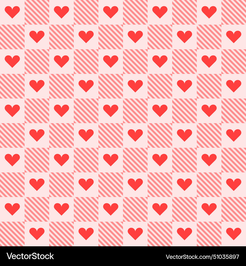 Tiny hearts chess grid seamless pattern Tiny hearts chess grid seamless pattern vector image