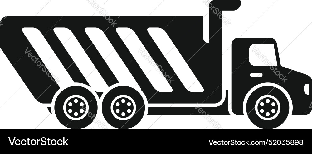 Black tipper truck carrying building materials Black tipper truck carrying building materials vector image