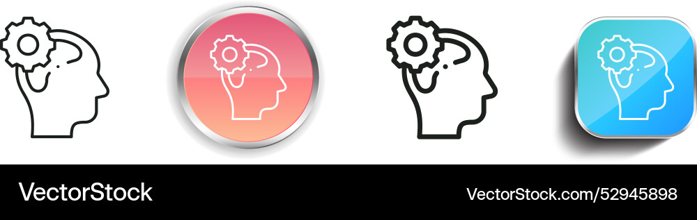 Cognitive icon thin linear regular and button Cognitive icon thin linear regular and button vector image
