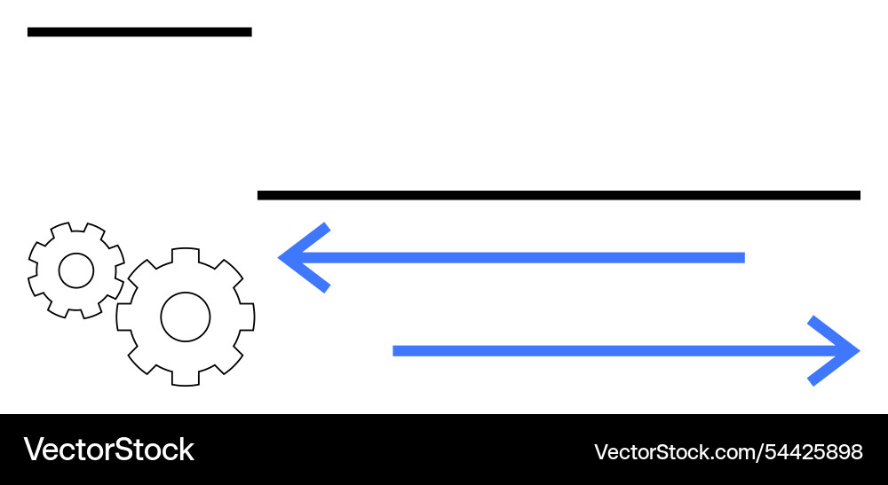 Mechanical gears with horizontal lines and arrows Mechanical gears with horizontal lines and arrows Vector Image