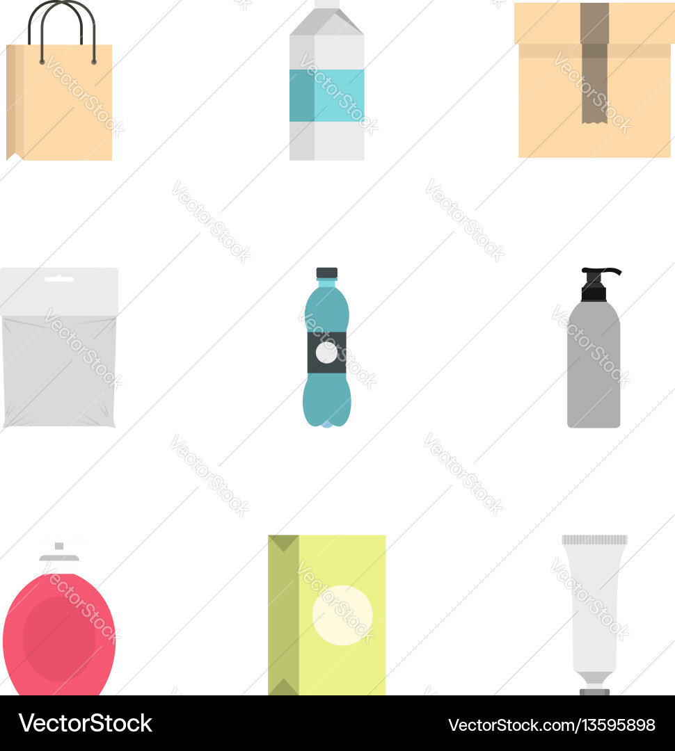 Packing container icons set flat style Vector Image