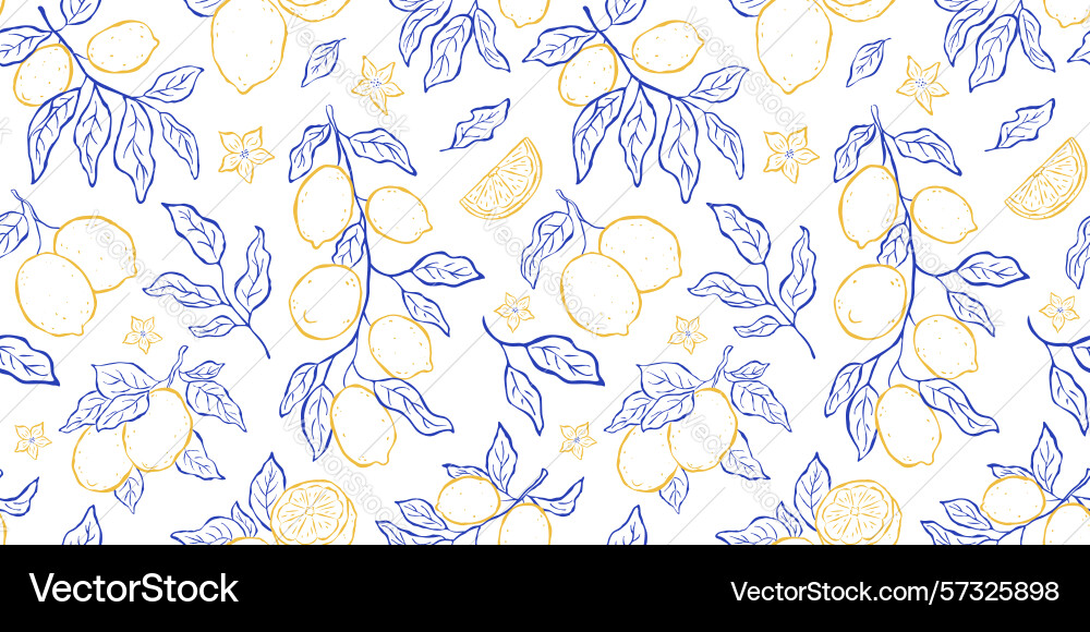 Rectangular seamless pattern with lemons branches Rectangular seamless pattern with lemons branches vector image