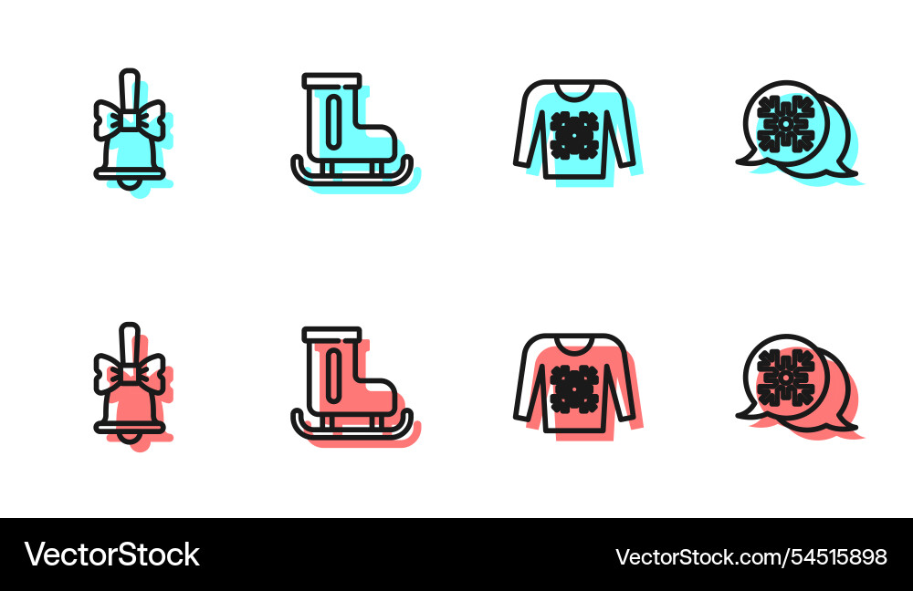 Set line christmas sweater merry ringing bell Set line christmas sweater merry ringing bell vector image