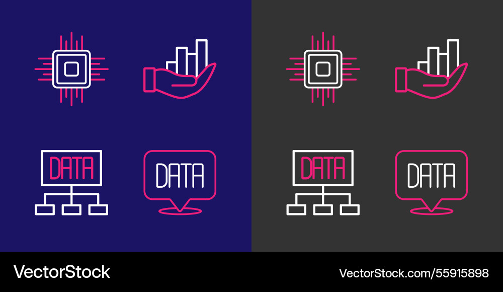 Set line data analysis pie chart infographic Vector Image
