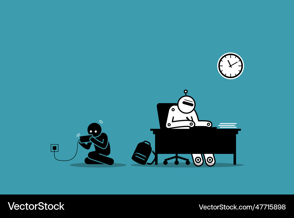 Student use ai artificial intelligence robot Student use ai artificial intelligence robot vector image