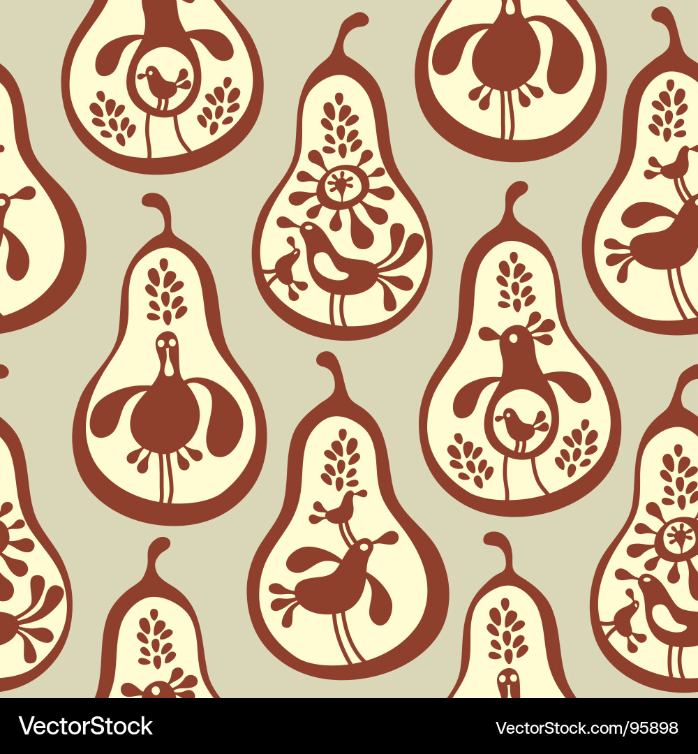 Stylized Pear Bird Pattern vector image