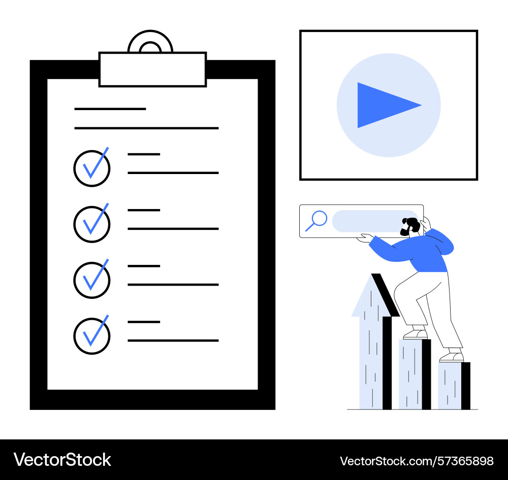 Task checklist with progress metrics and search Task checklist with progress metrics and search vector image