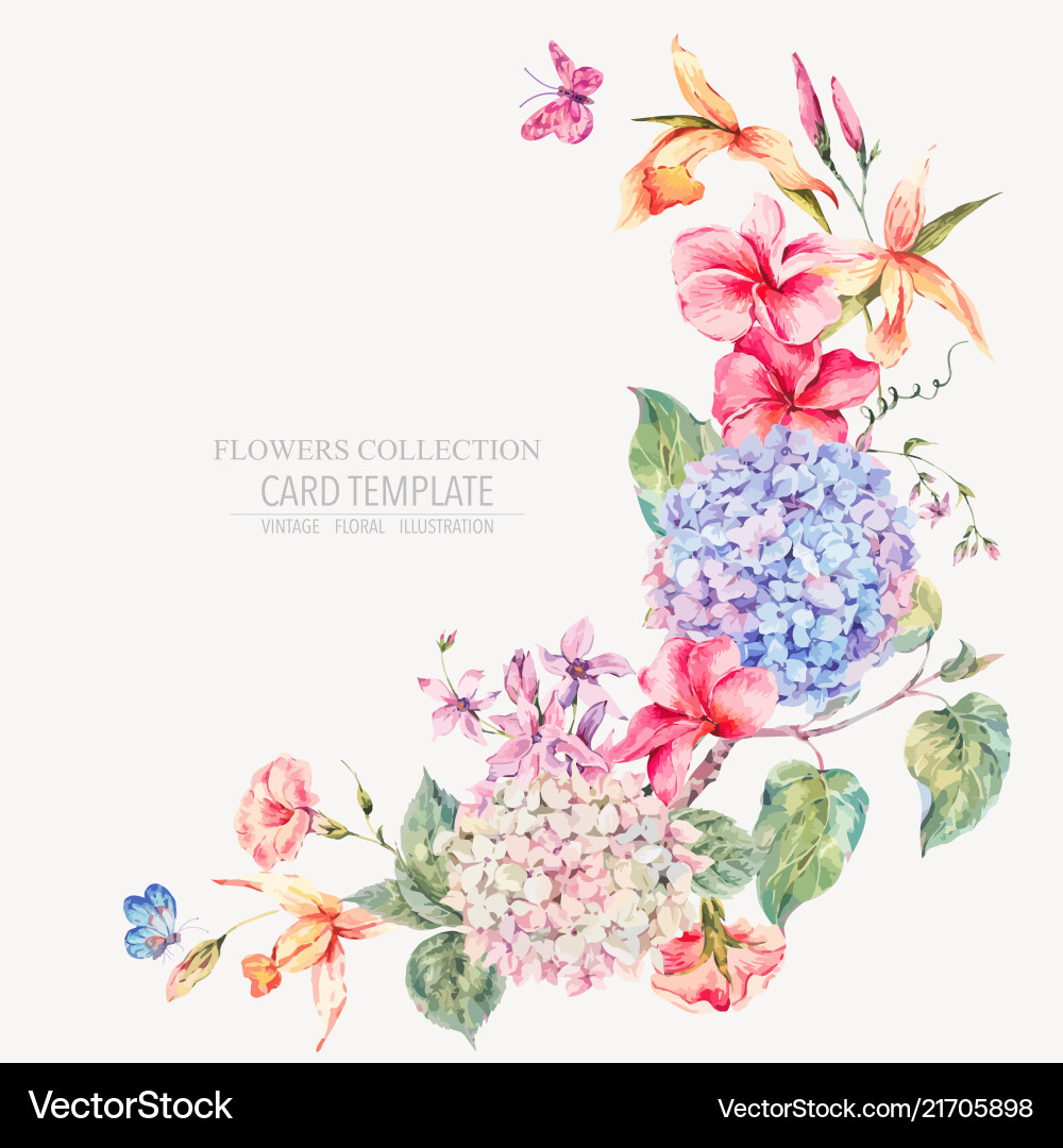 Vintage Floral Greeting Card vector image