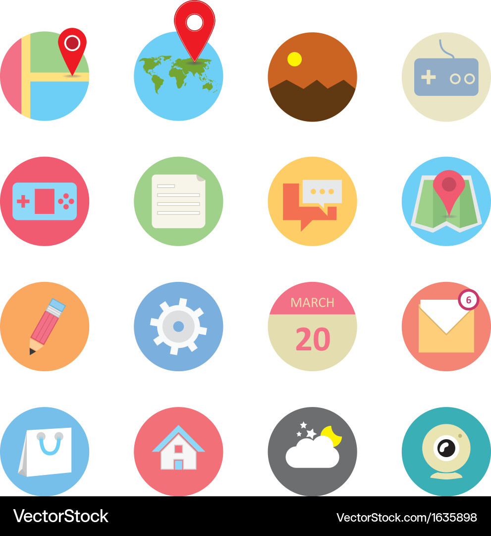 Web Icon Set - Flat Style vector image