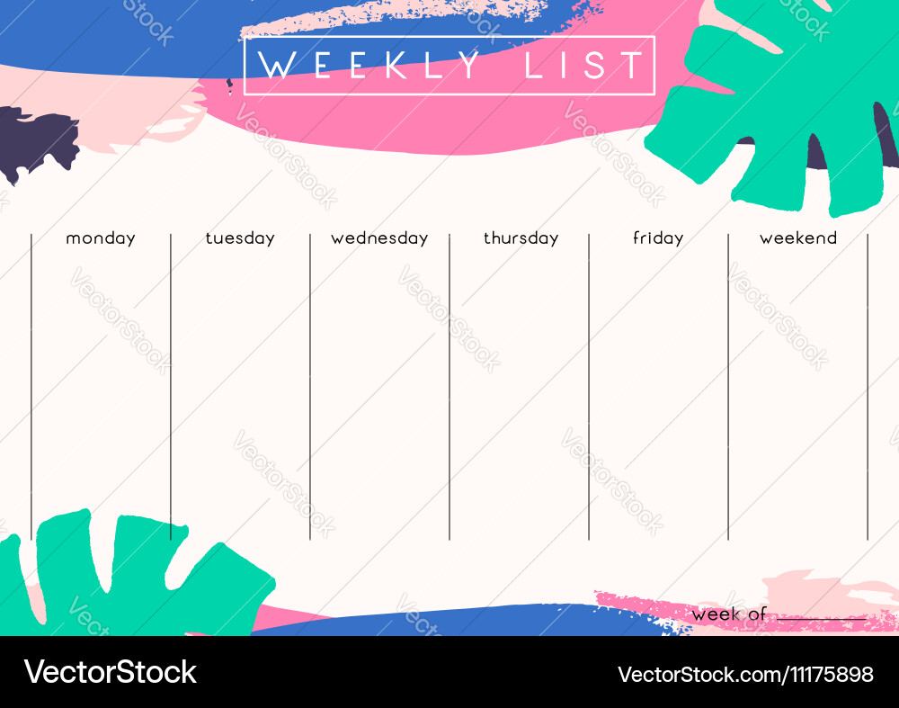 Weekly planner template Vector Image