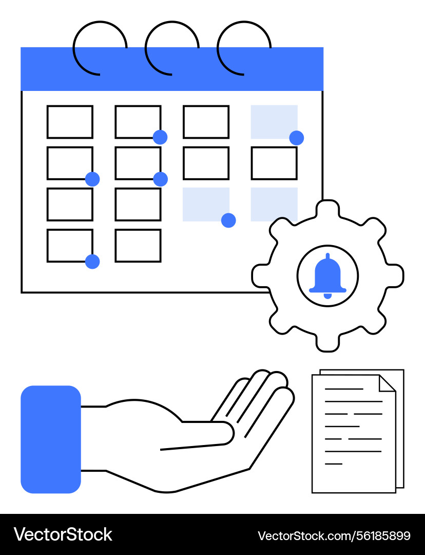 Calendar with notifications task management Calendar with notifications task management vector image