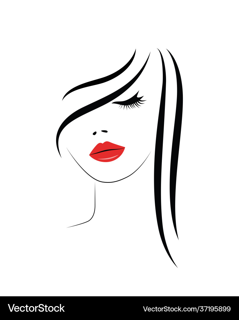 Logo woman with long hair Logo woman with long hair Vector Image