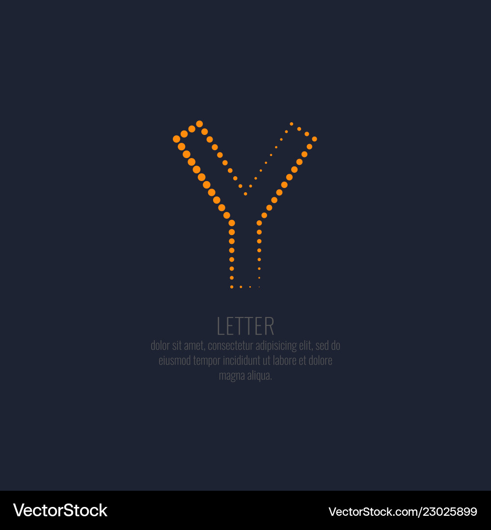 Modern dotted letter y of the latin alphabet vector image