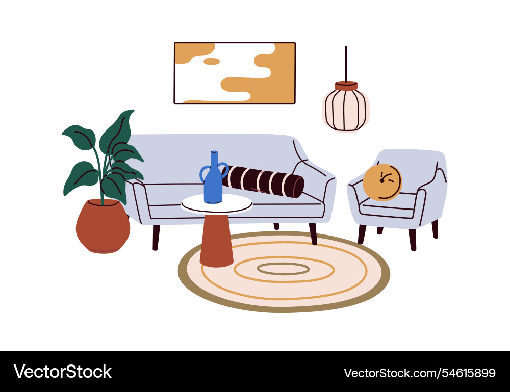 Modern living room interior with sofa armchair Modern living room interior with sofa armchair vector image