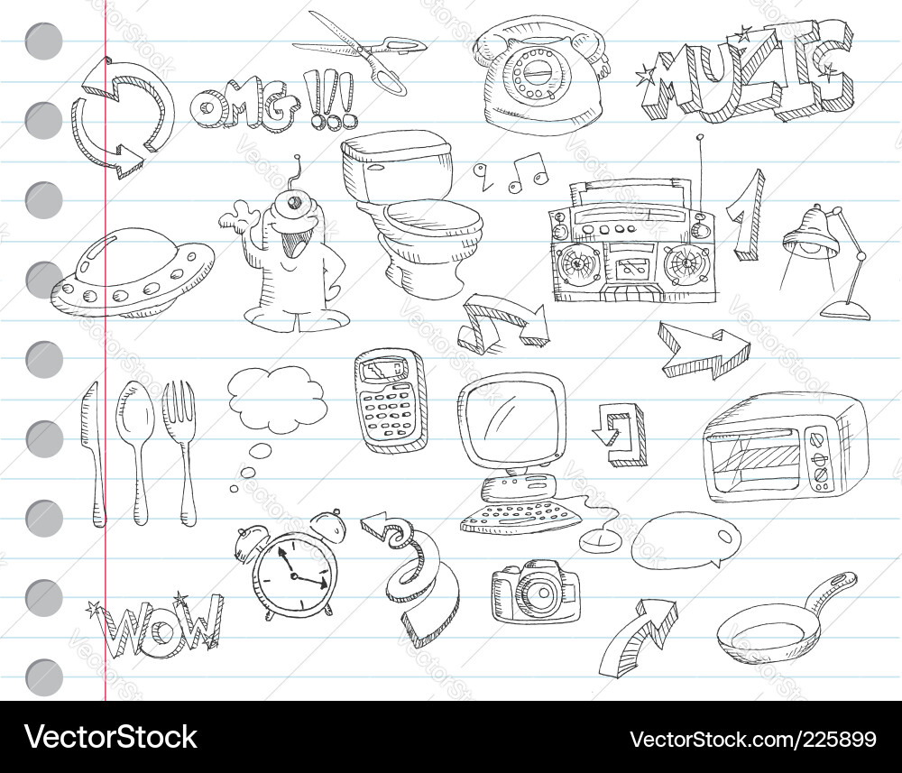 Notebook Paper Doodles vector image