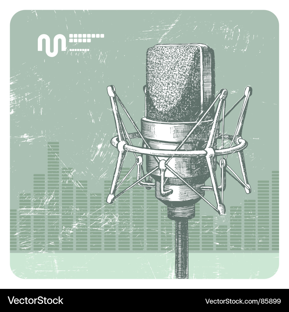 Retro Microphone Sketch Vector Image