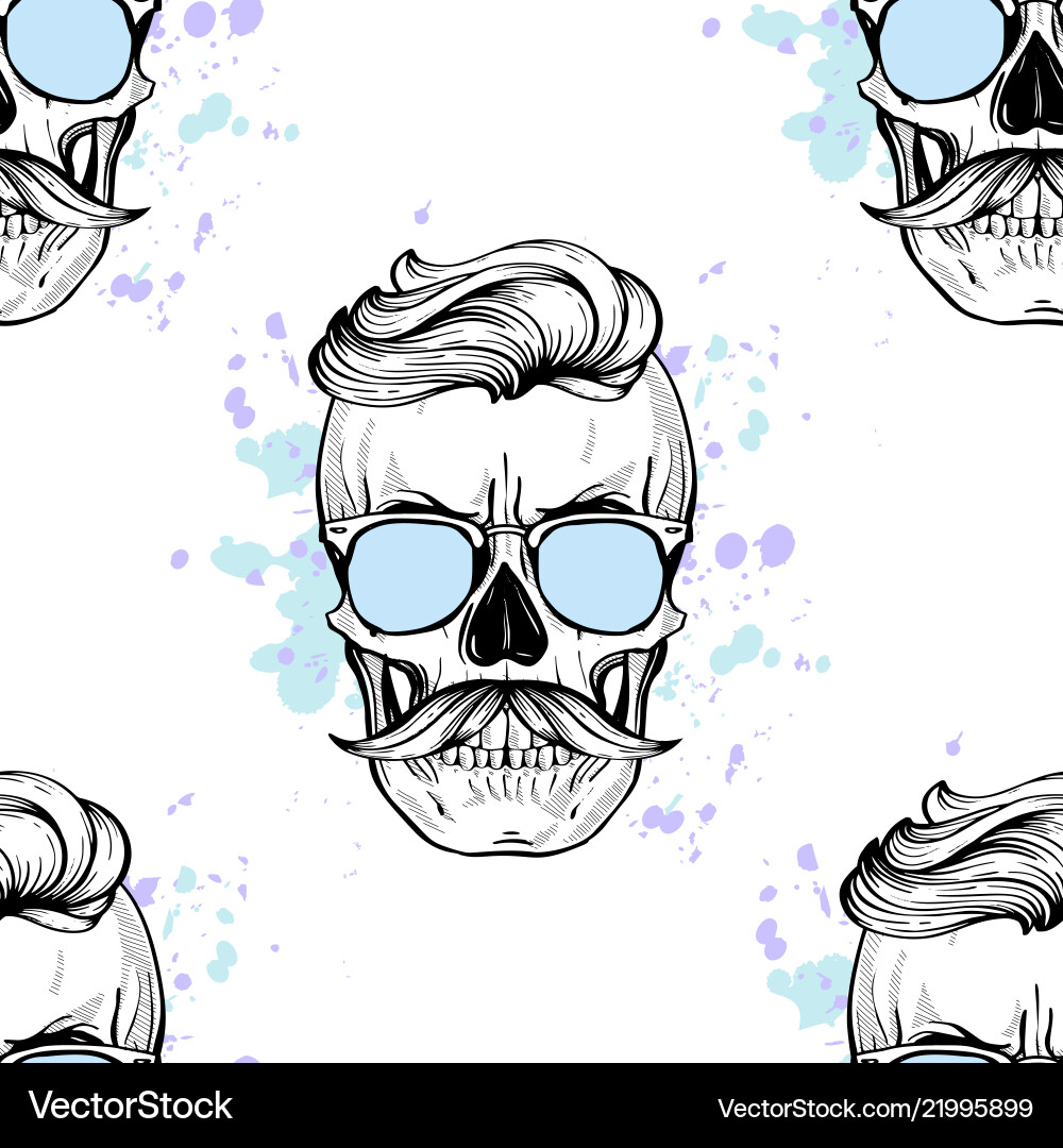 Seamless color pattern with skull Seamless color pattern with skull vector image