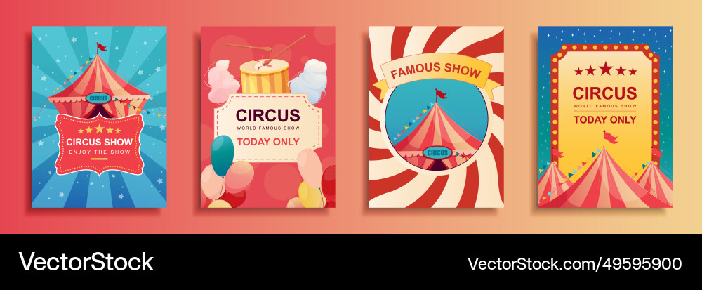 Circus show cover brochure set in flat design Circus show cover brochure set in flat design vector image