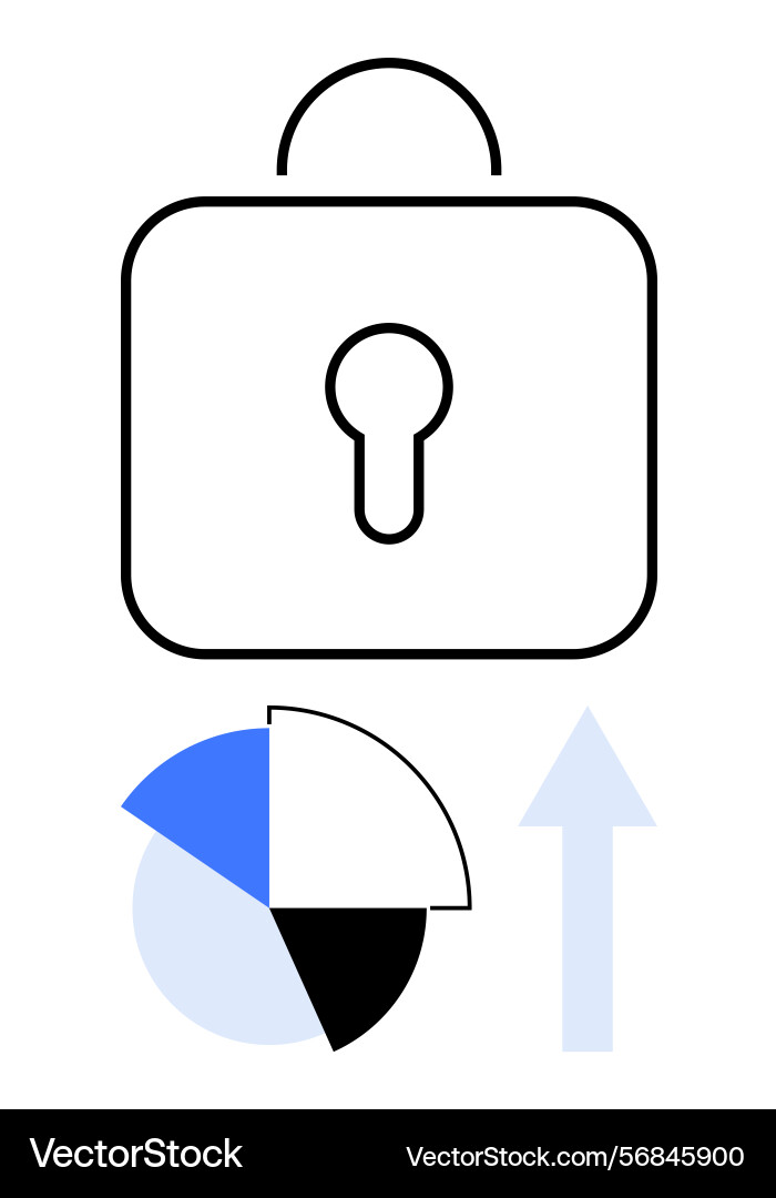 Data security symbol with lock pie chart Data security symbol with lock pie chart Vector Image