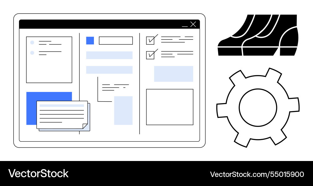 Digital workflow collaboration with interface Digital workflow collaboration with interface vector image