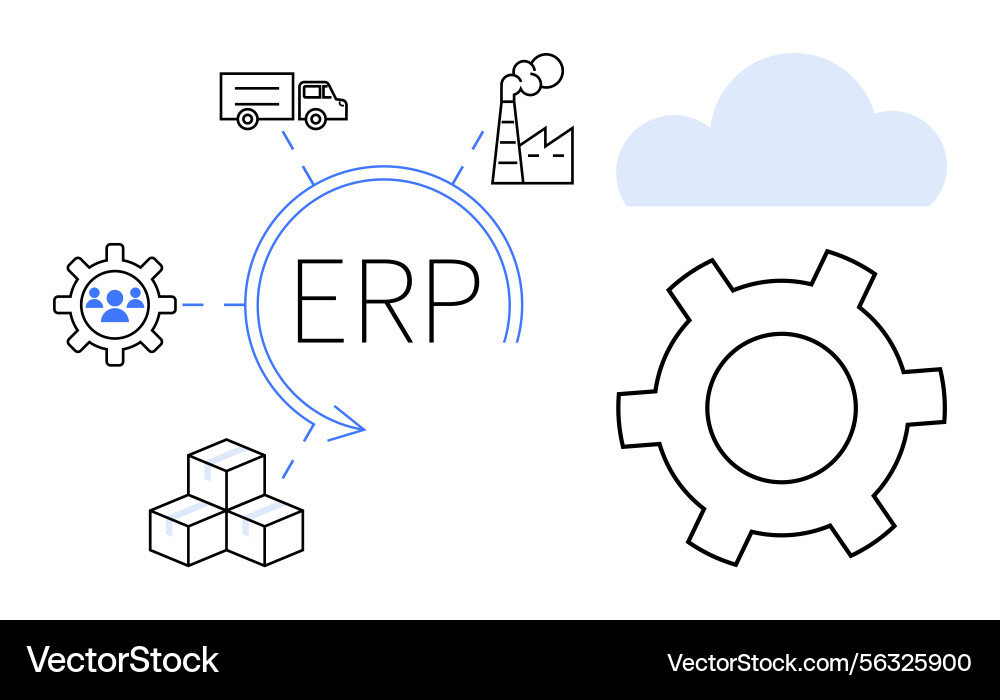 ERP Cloud Integration – Factory Systems vector image