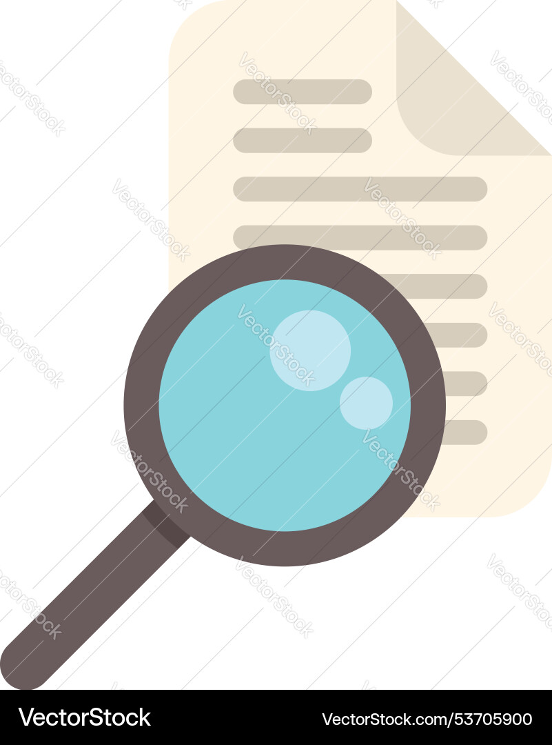 Magnifying glass examining document for errors Magnifying glass examining document for errors vector image