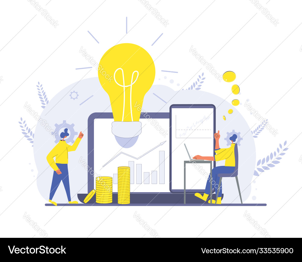 Man work with laptop flat design vector image