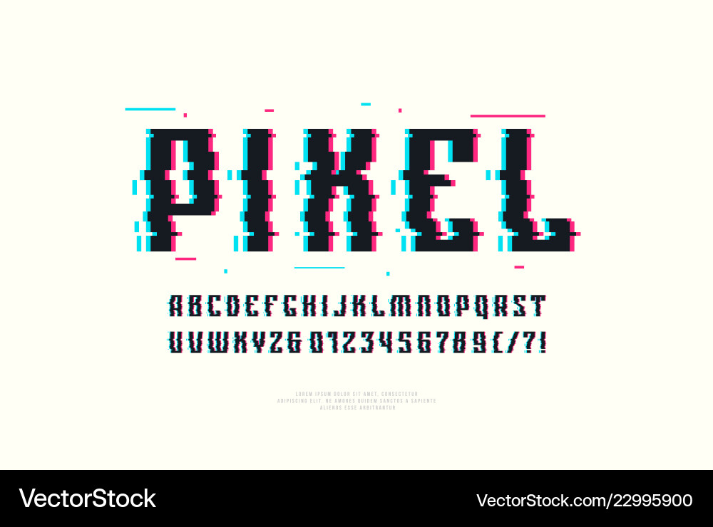 Narrow sans serif schriftart mit glitch Verzerrung Narrow sans serif schriftart mit glitch Verzerrung vektorbild