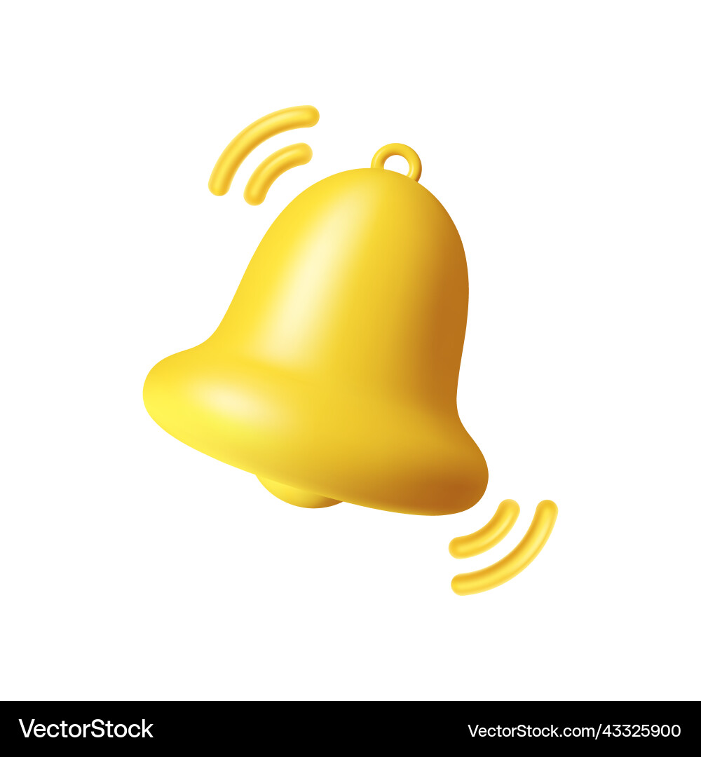 New subscribe or message 3d notification bell icon New subscribe or message 3d notification bell icon vector image