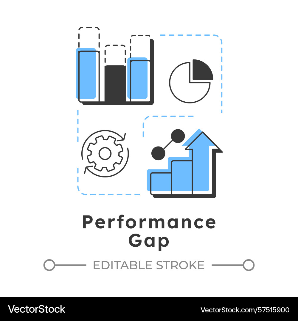 Performance gap analysis modern linear concept vector image