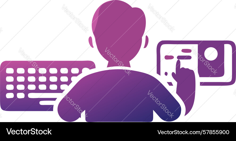 Person with computer and devices digital vector image