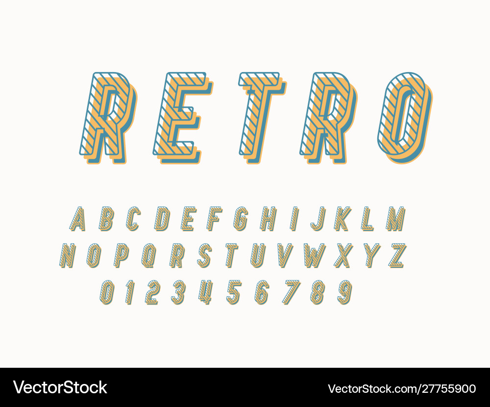 Retro font and alphabet stock Retro font and alphabet stock Vector Image