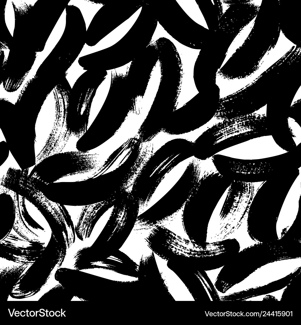 Black brushstrokes hand drawn seamless pattern vector image