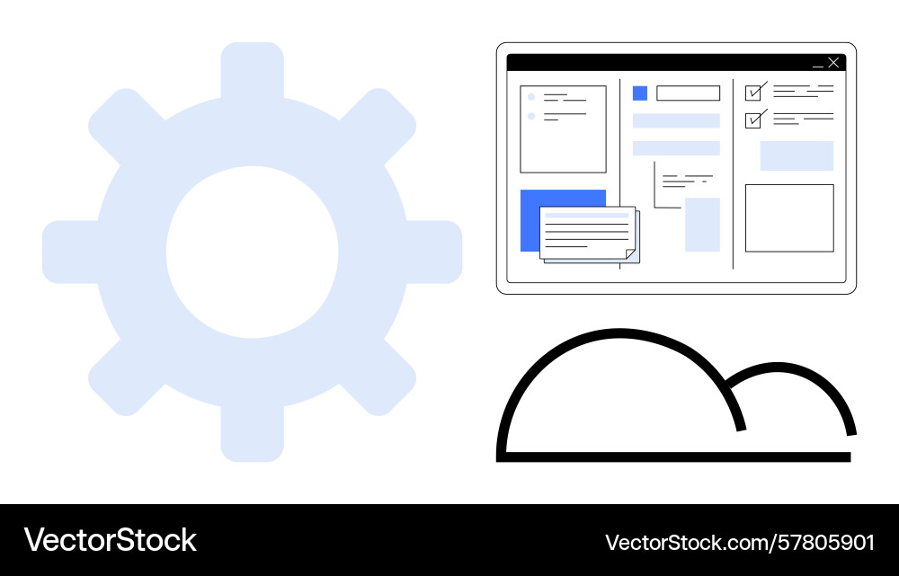 Cloud computing settings and digital interface vector image