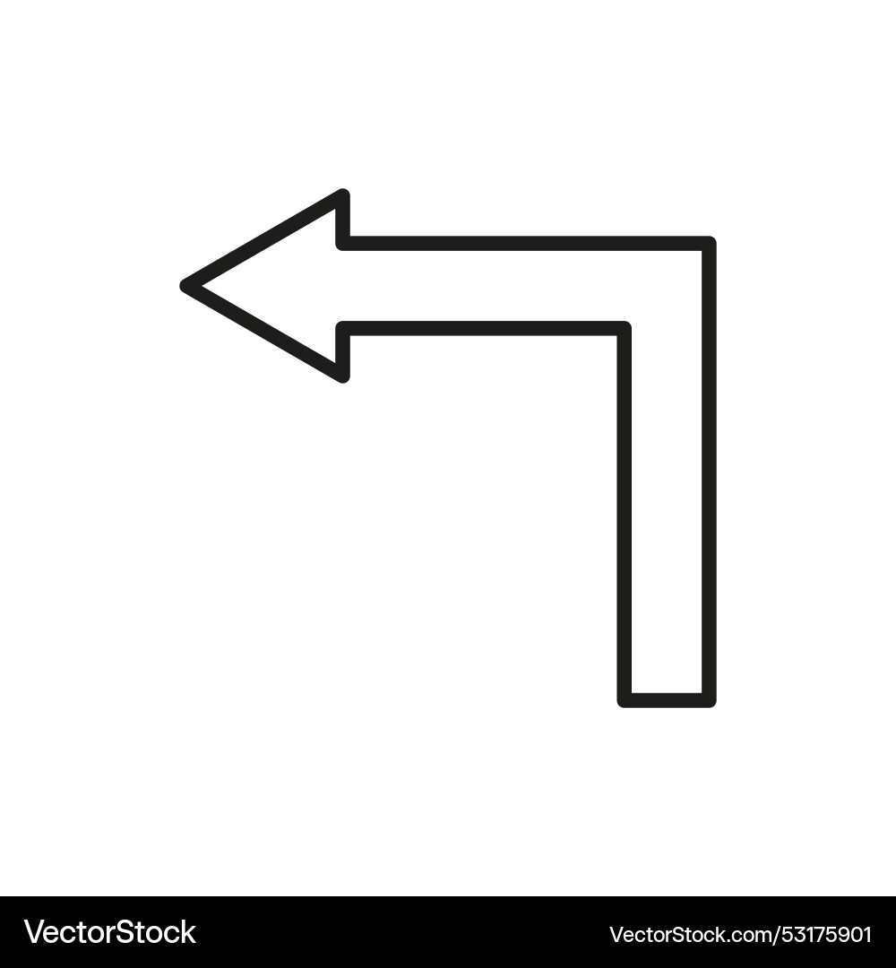 Corner left arrow soft angular sign isolated app Corner left arrow soft angular sign isolated app vector image