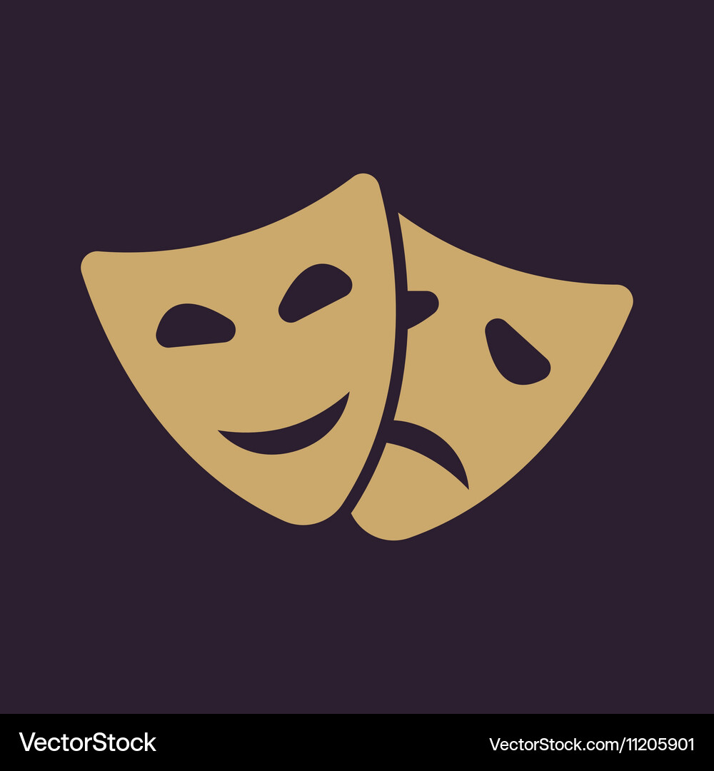 Drama Mask Icon - Theater Symbols Vector Image